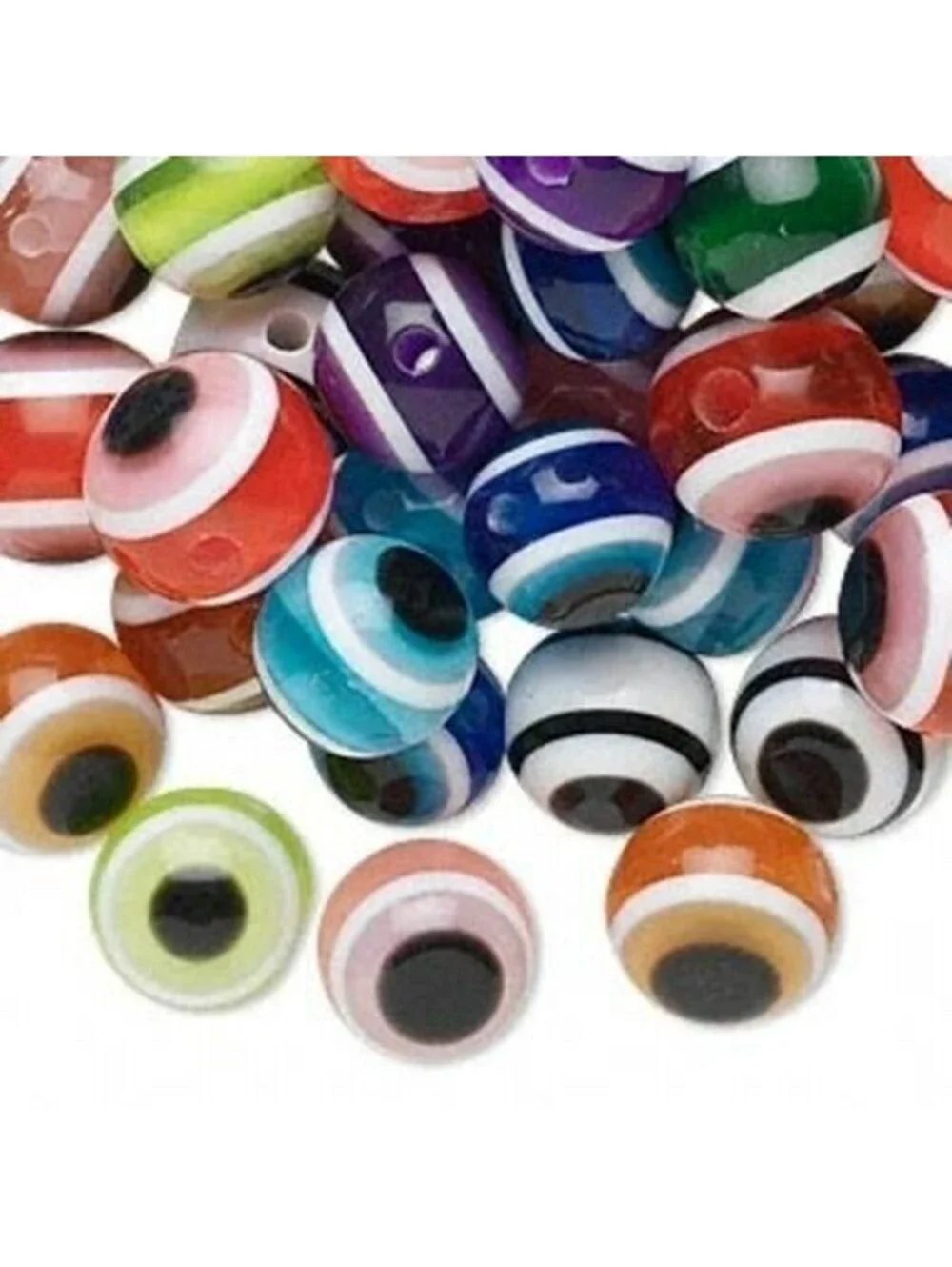 Evil Eye Mystic Mixed Color Round 10mm Lucite Acrylic Talisman Beads 20 pcs